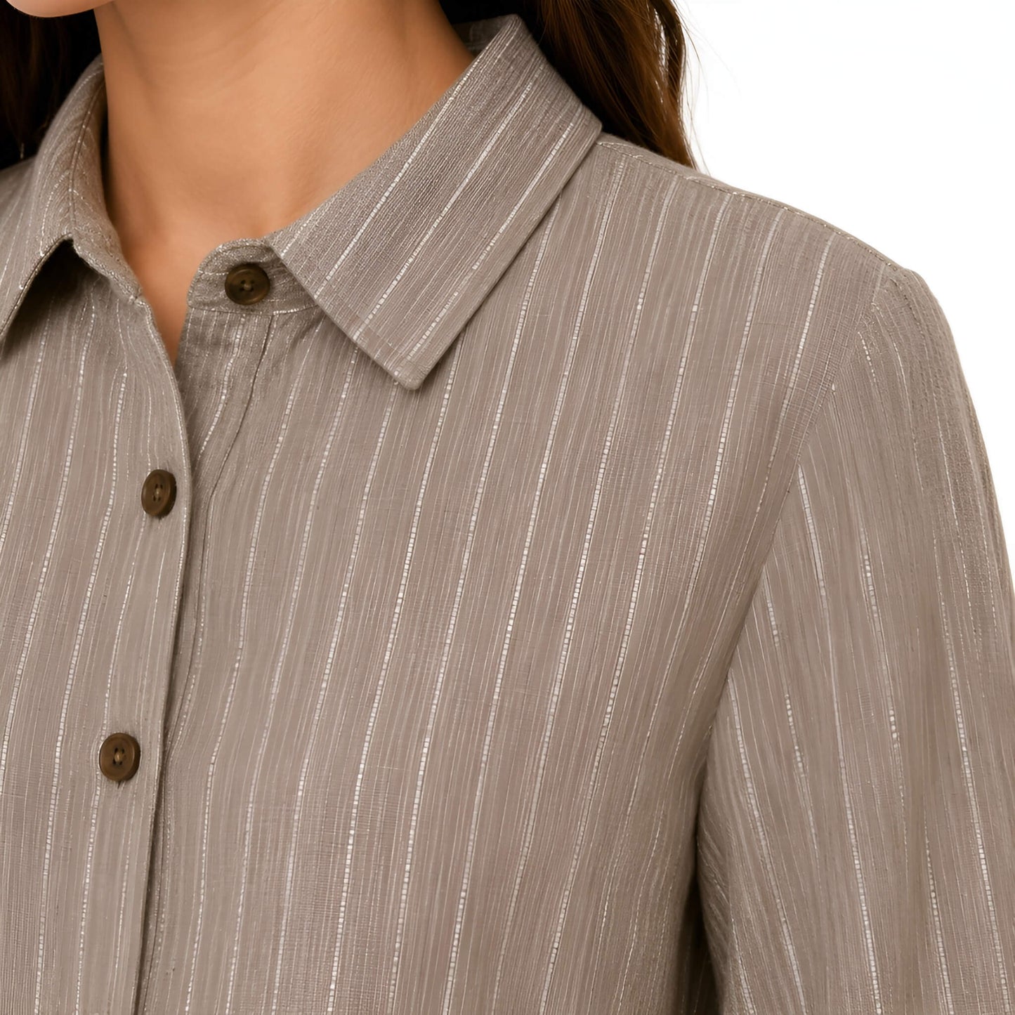 2-Piece Taupe Pinstripe Set