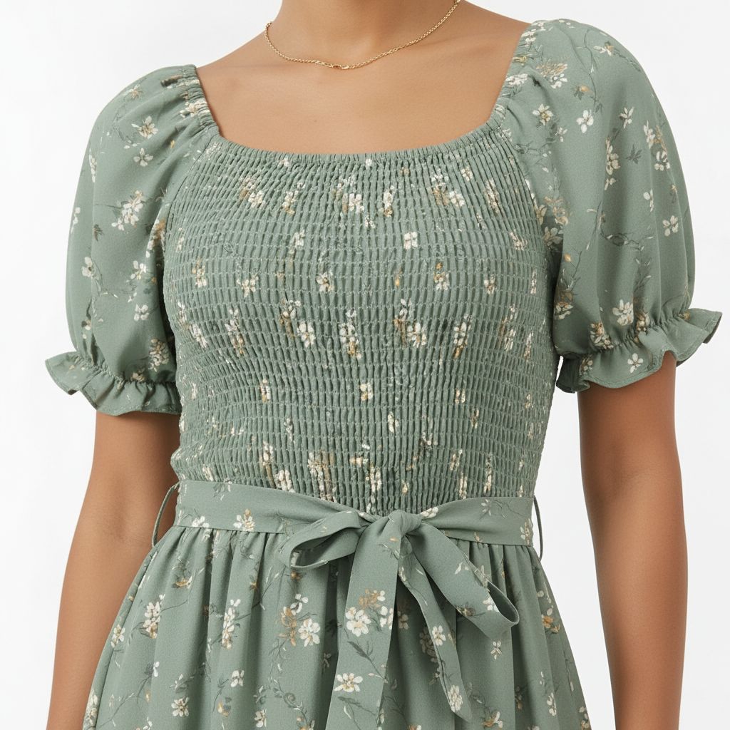 Sage Green Floral Tiered Maxi Dress