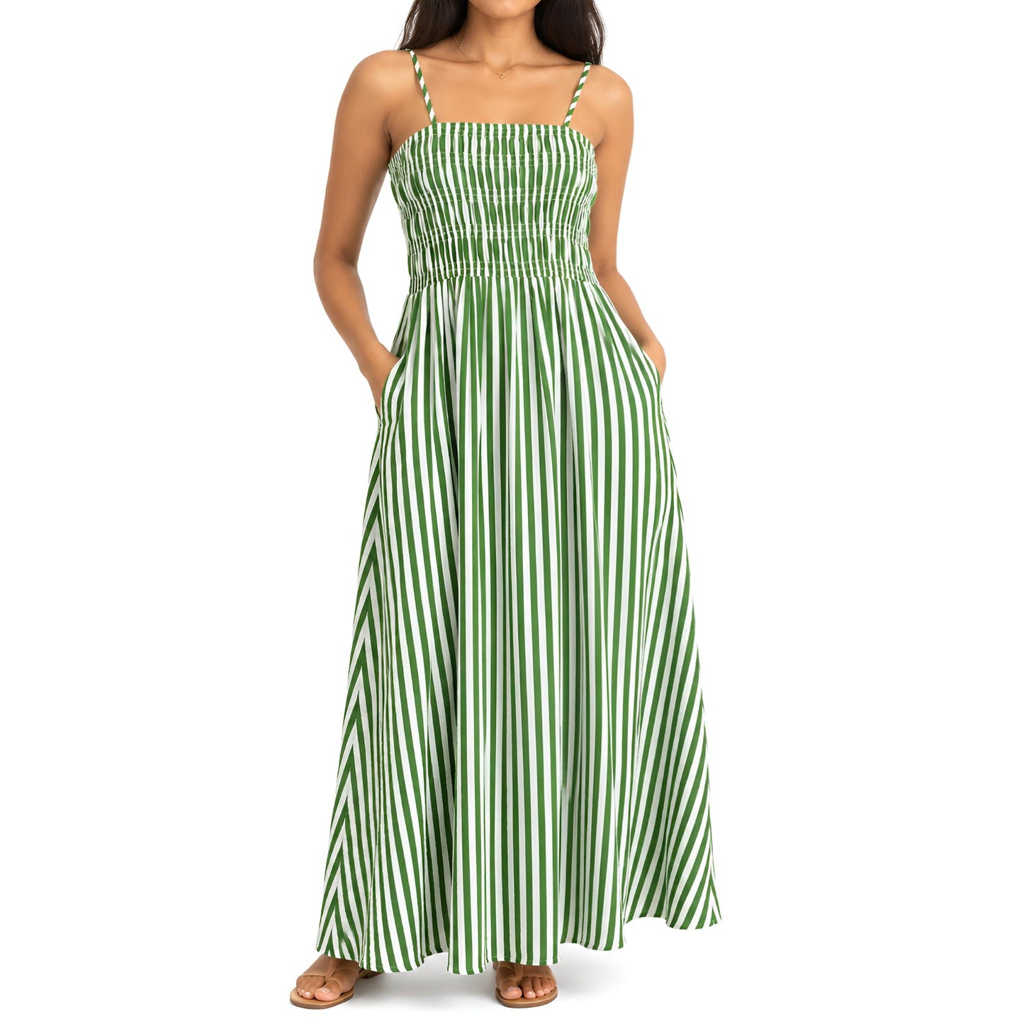 Green Striped Maxi Dress
