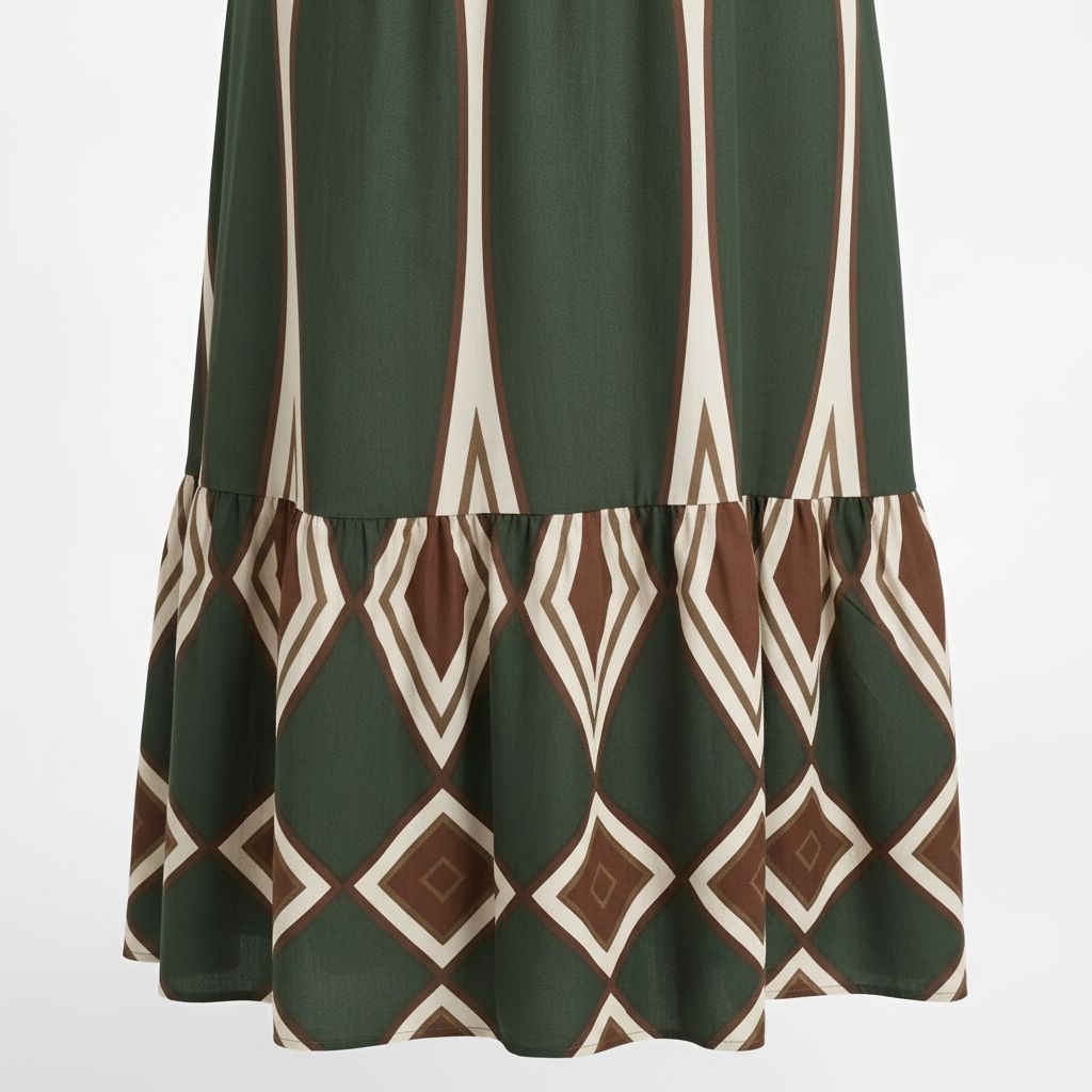 Bohemian Smocked Maxi Dress - Olive/Brown