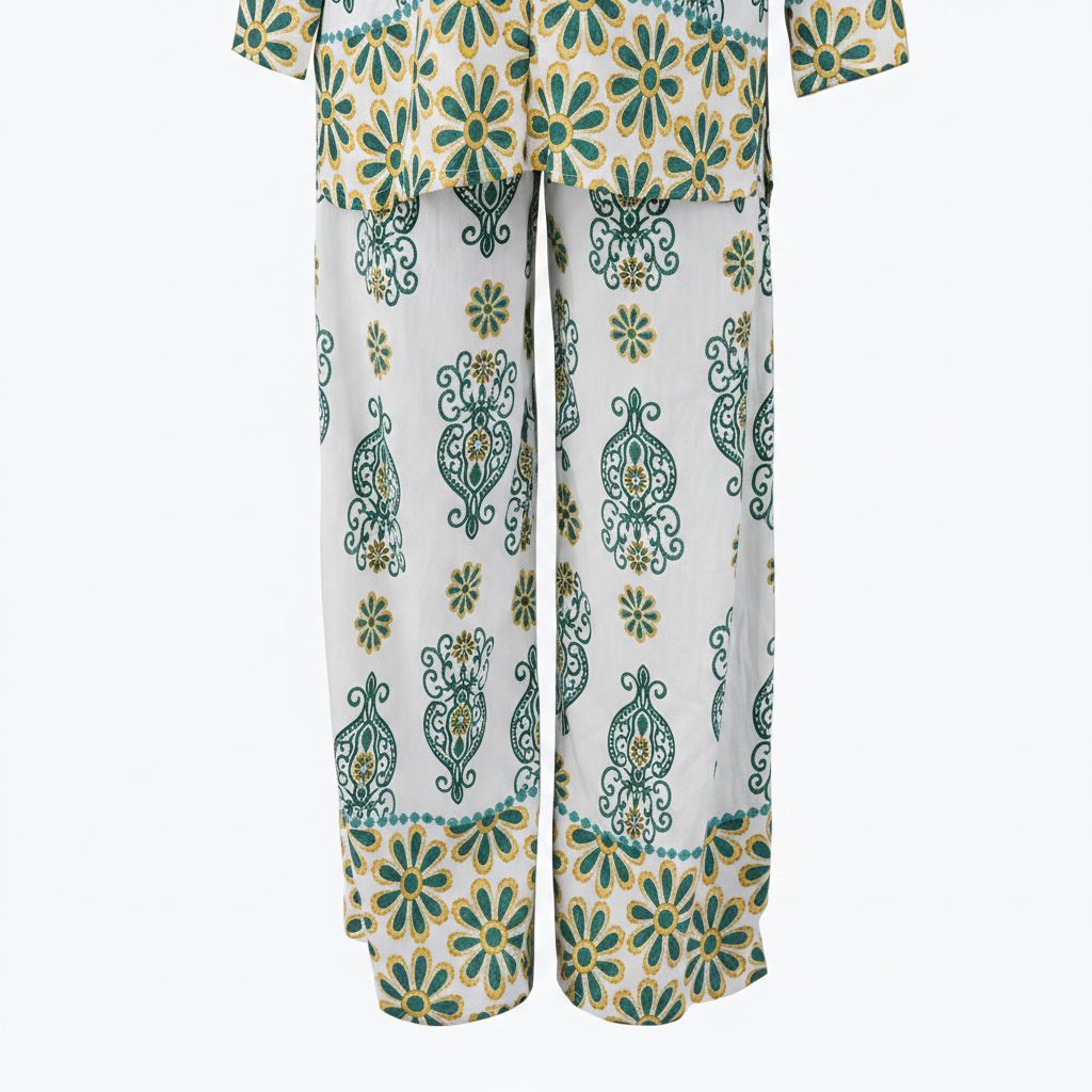 2-Piece Botanical Print Pant and Shirt Set