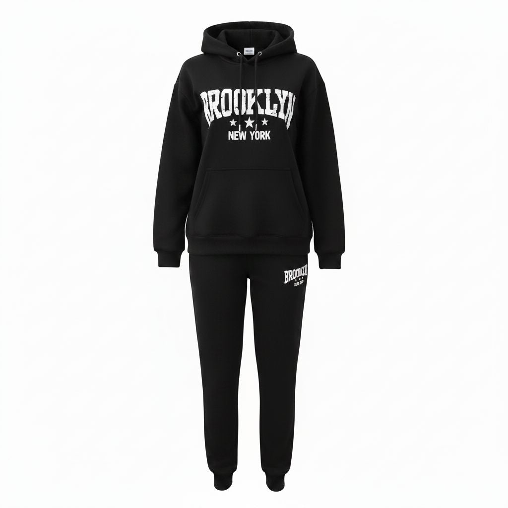 Ladies Brooklyn Graphic Tracksuit - Black