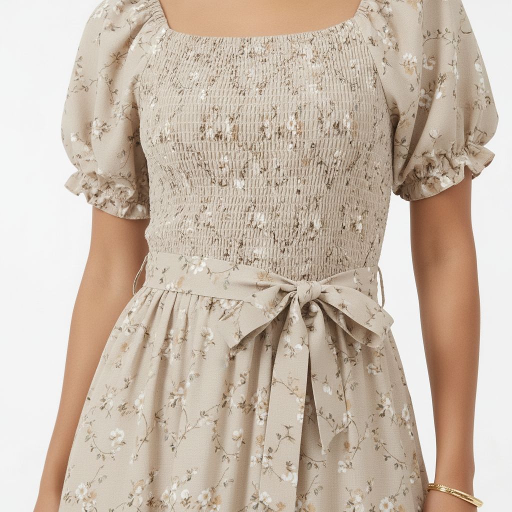 Sandstone Floral Smocked Tiered Maxi Dress