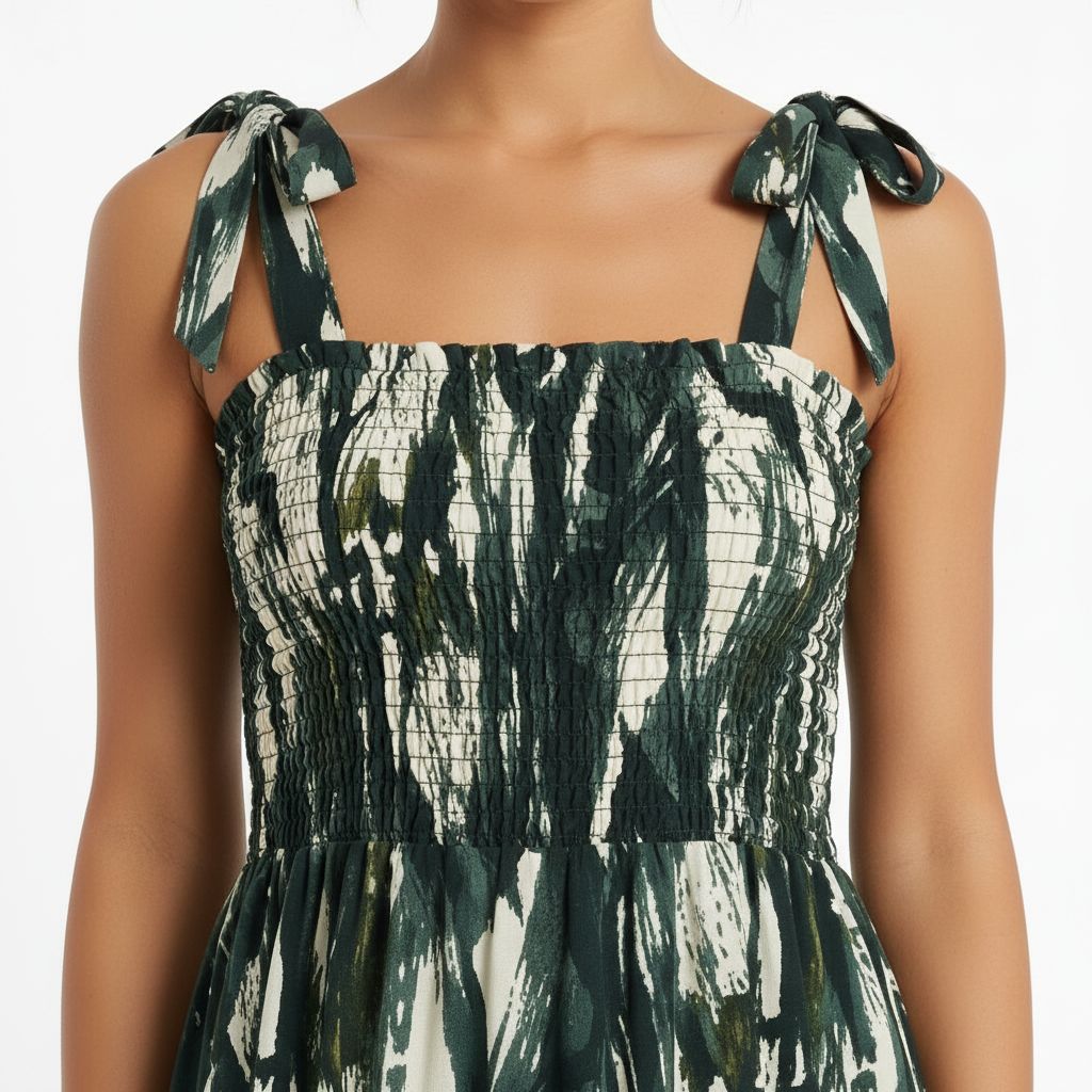 Green Abstract Print Maxi Dress