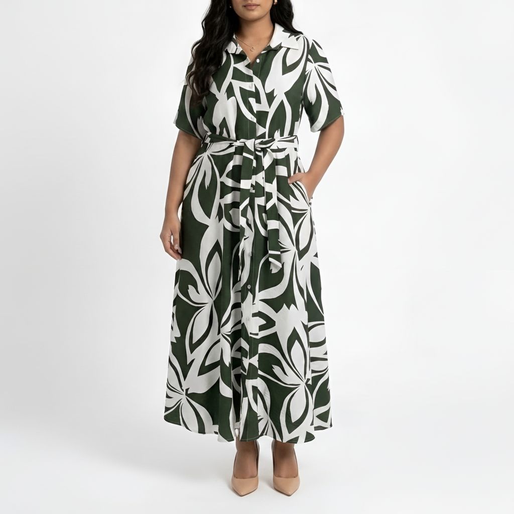 Maxi Shirt Dress - Green