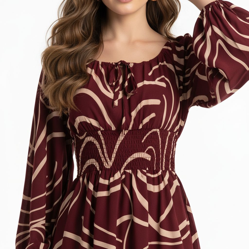 Burgundy Abstract Swirl Dress