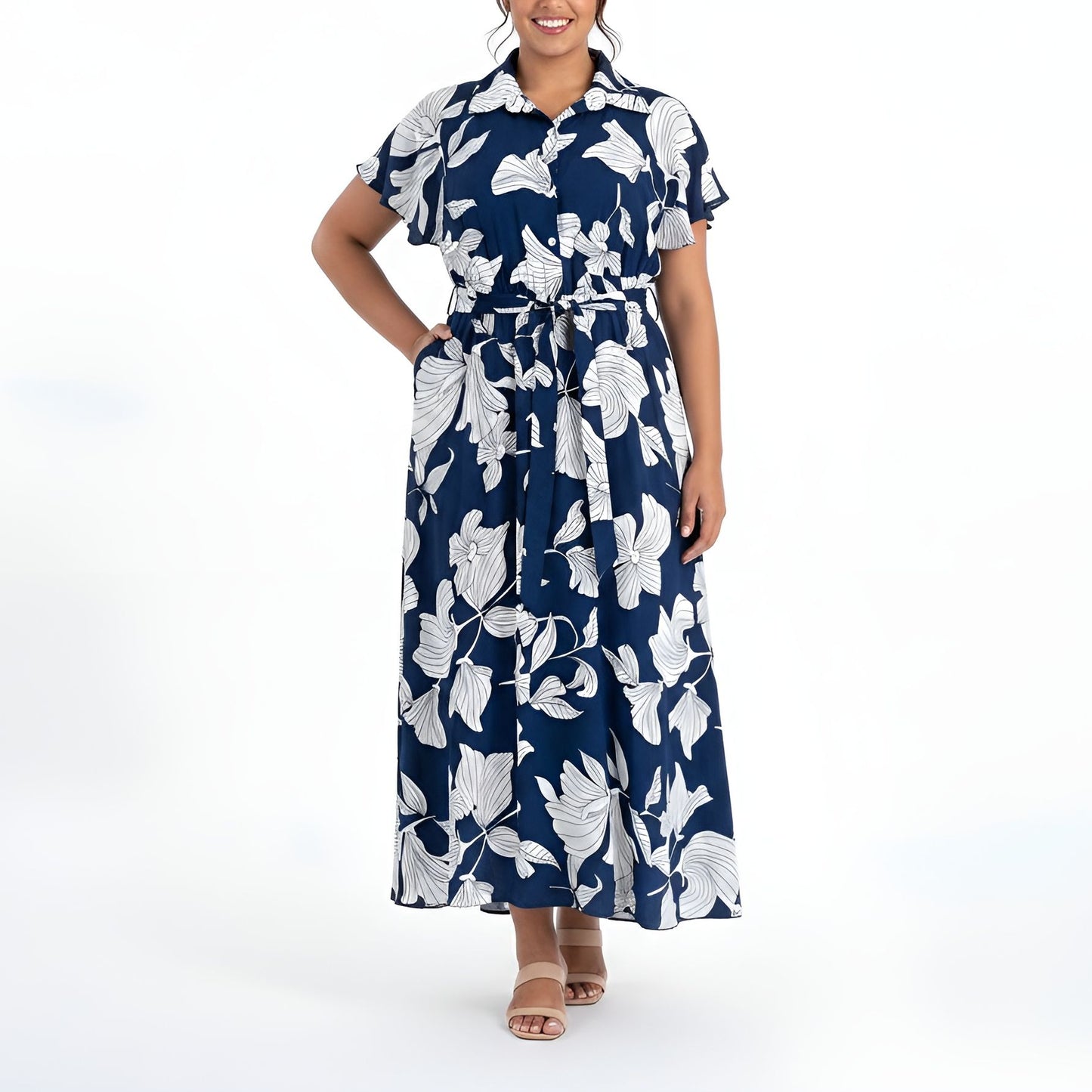 Maxi Shirt Dress - Blue