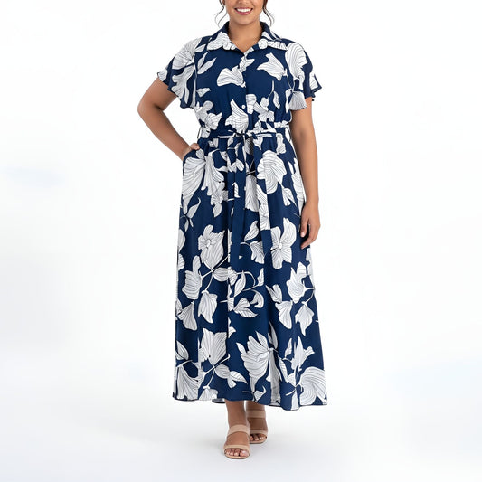 Maxi Shirt Dress - Blue