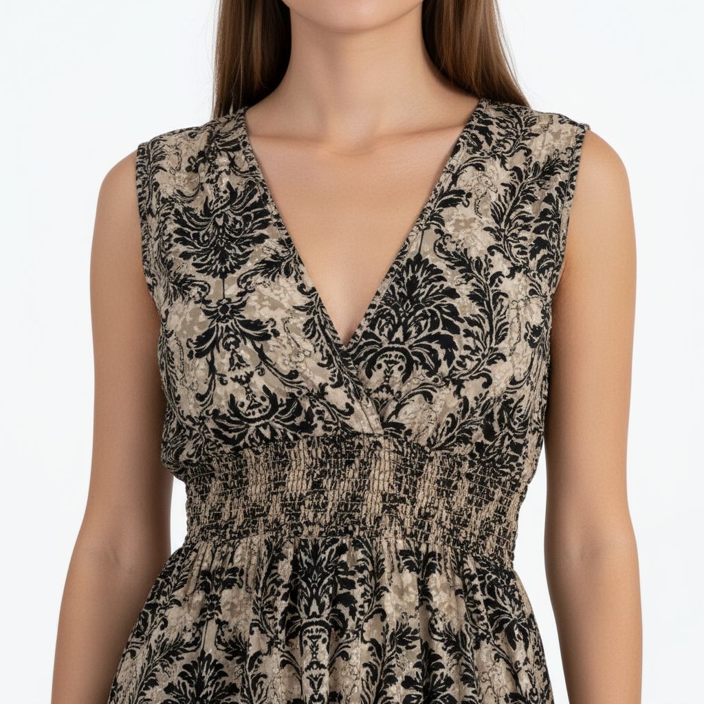 Printed Tiered Maxi Dress - Deep Charcoal