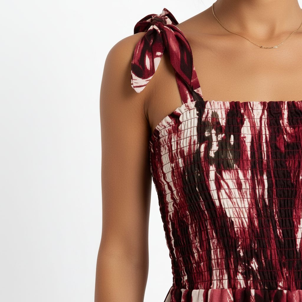 Maroon Abstract Print Maxi Dress