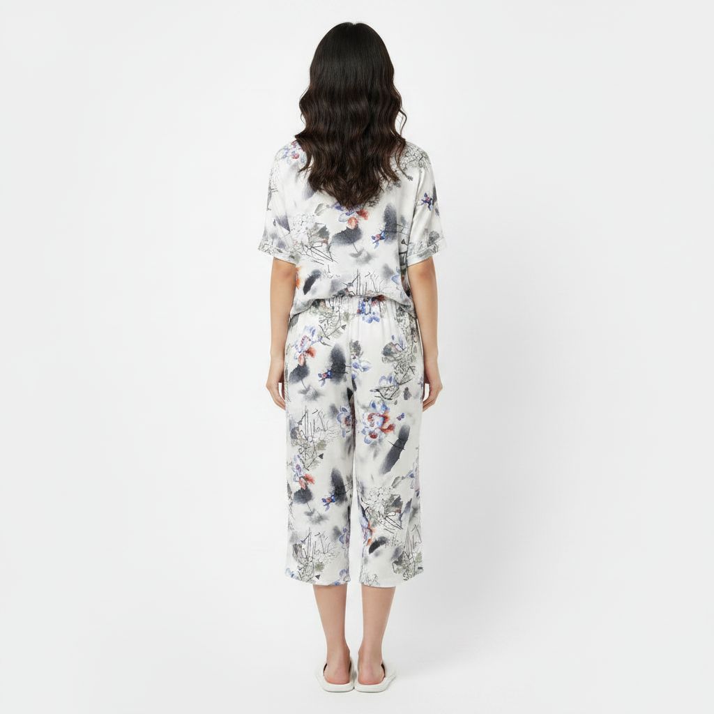 3/4 Pyjama set - White Floral