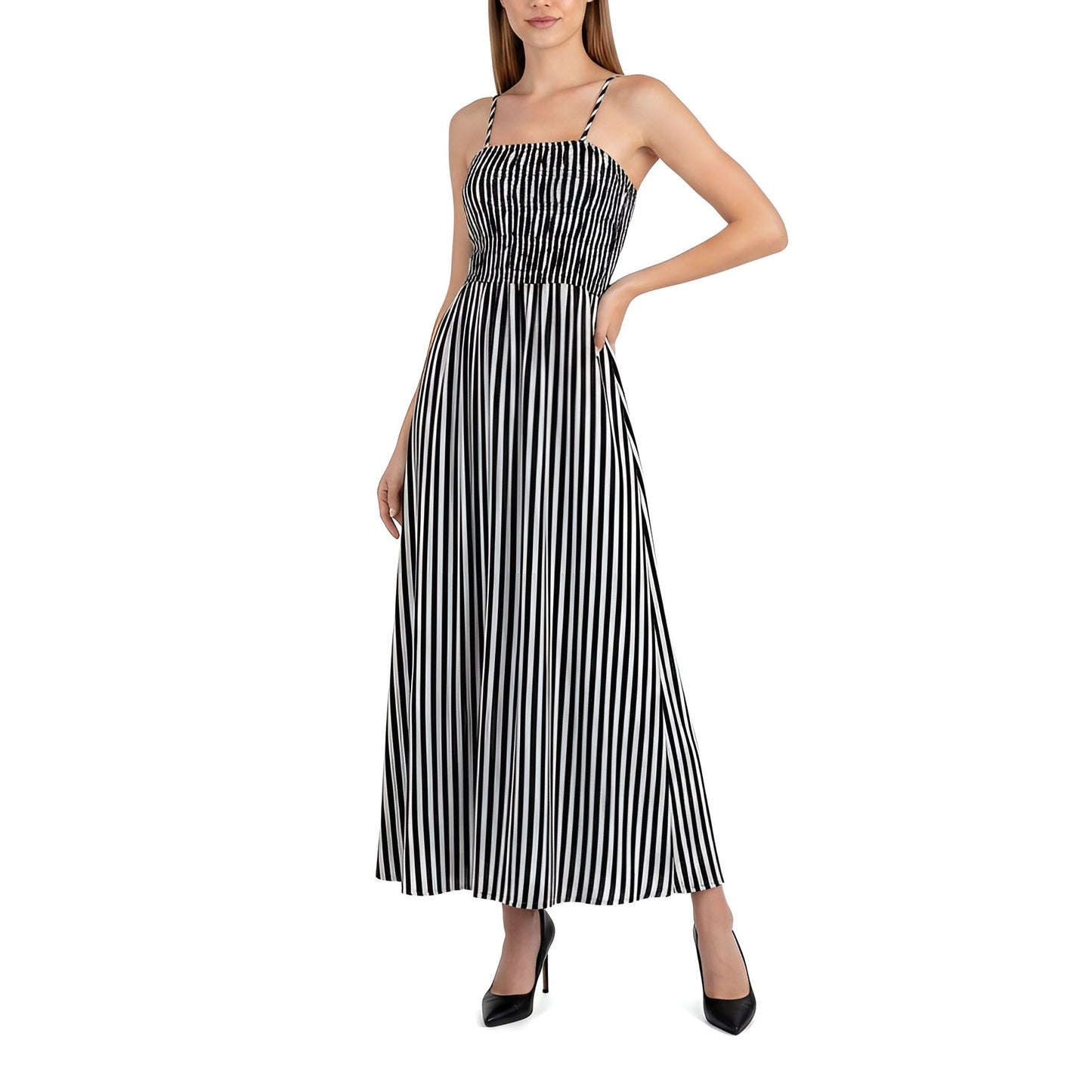 Black/White Striped Maxi Dress