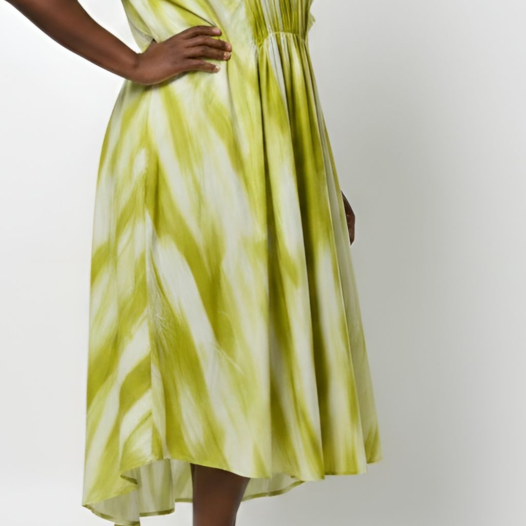 V-Neck Plus Size Midi Dress - Lime Green