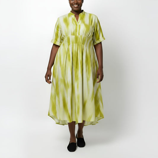 V-Neck Plus Size Midi Dress - Lime Green