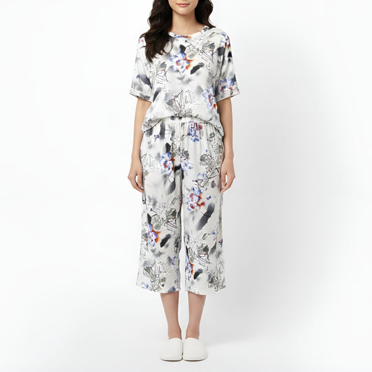 3/4 Pyjama set - White Floral