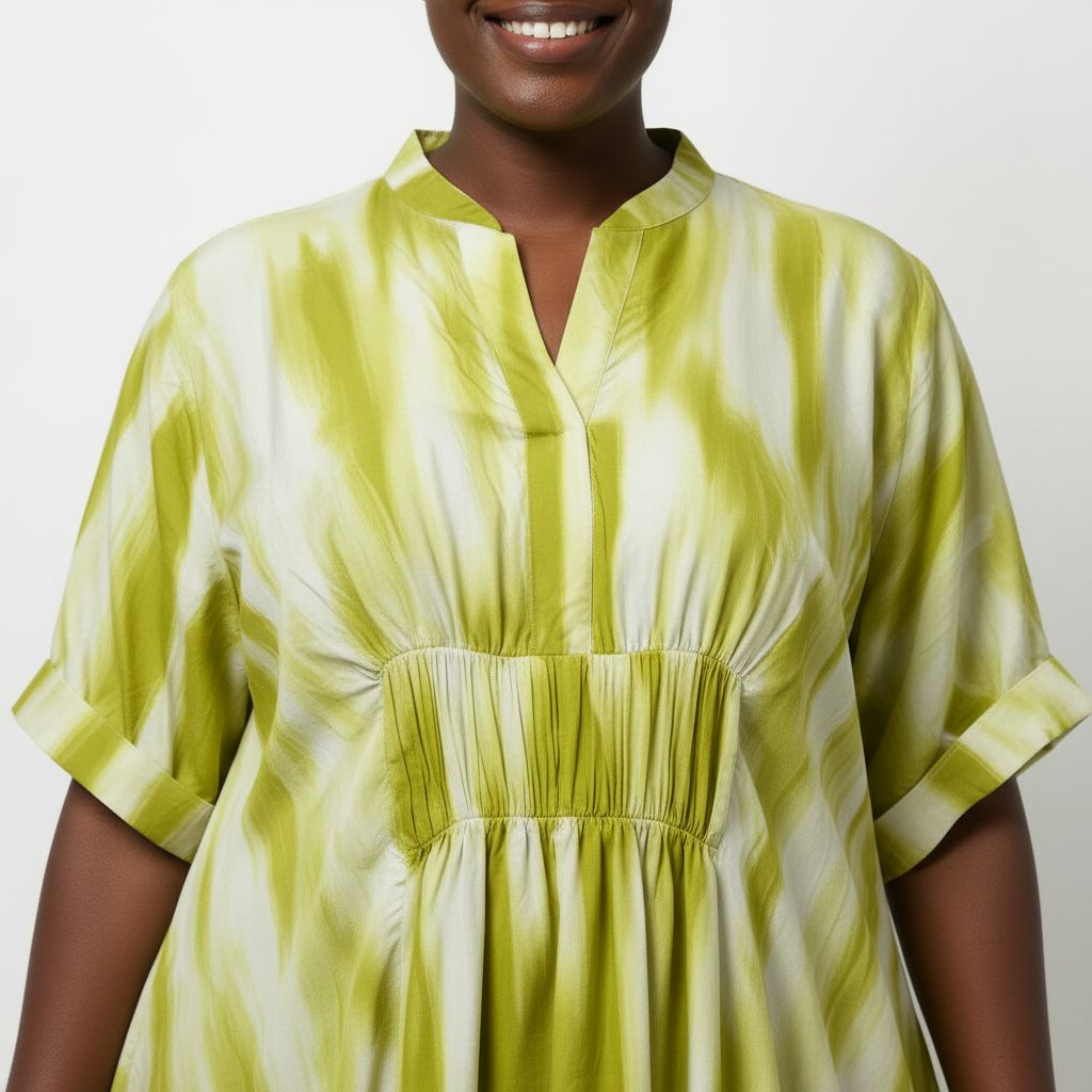 V-Neck Plus Size Midi Dress - Lime Green