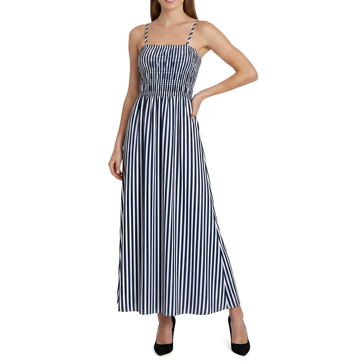 Navy Striped Maxi Dress