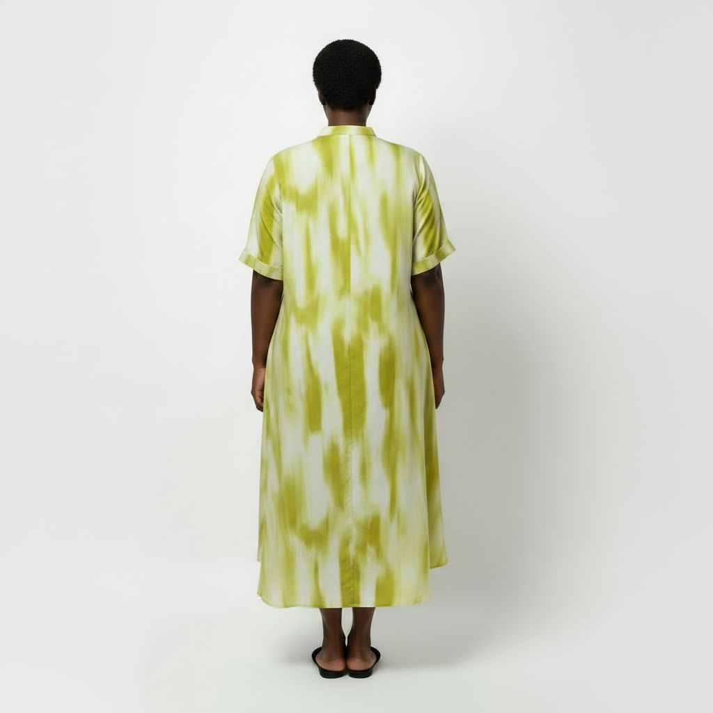 V-Neck Plus Size Midi Dress - Lime Green