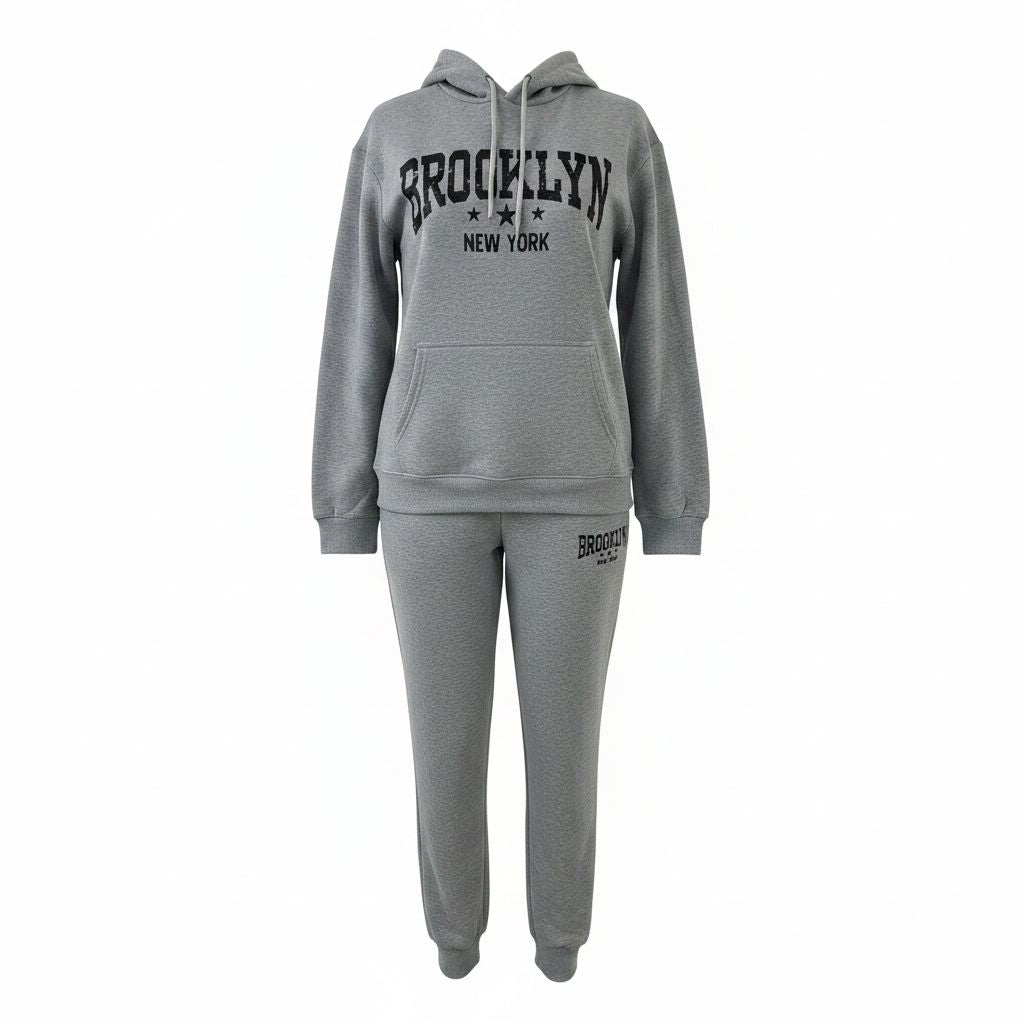 Ladies Brooklyn Graphic Tracksuit - Grey