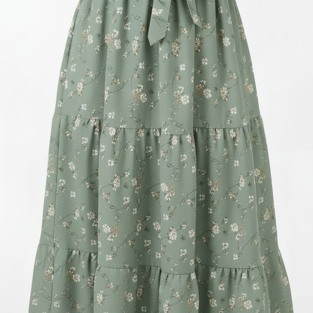 Sage Green Floral Tiered Maxi Dress