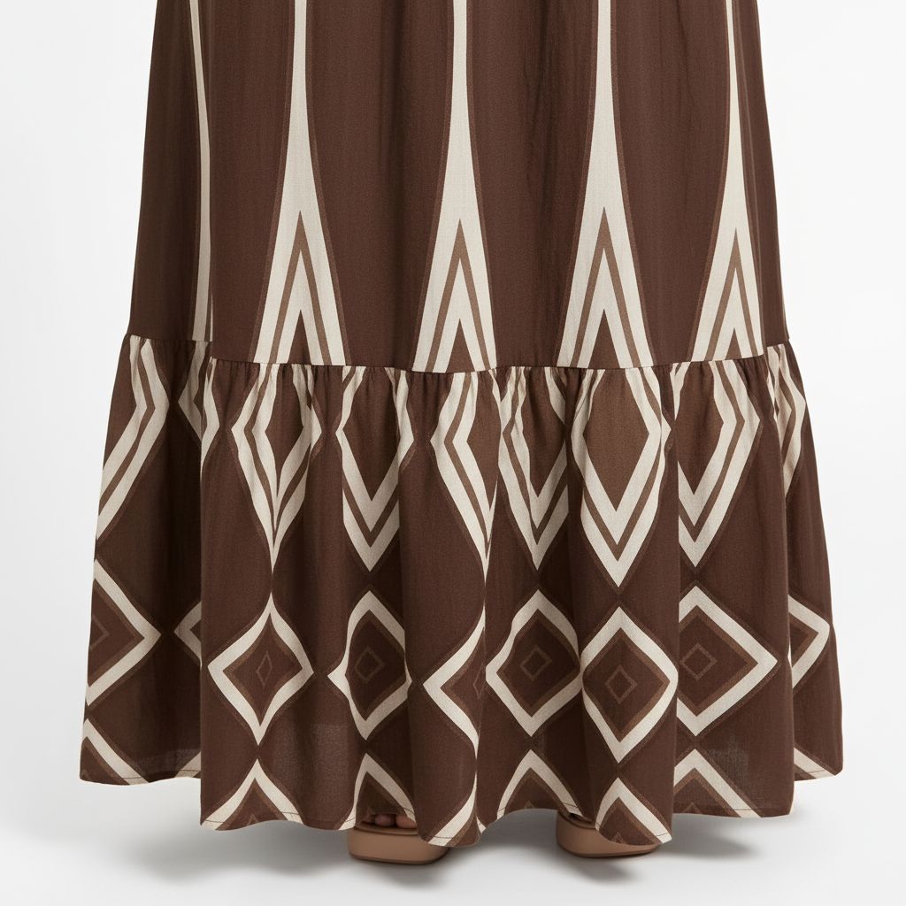 Bohemian Smocked Maxi Dress - Chocolate/Cream