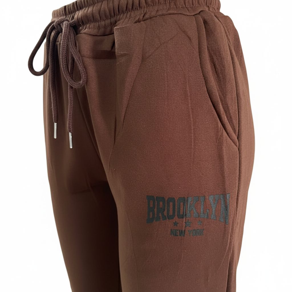 Ladies Brooklyn Graphic Tracksuit - Brown