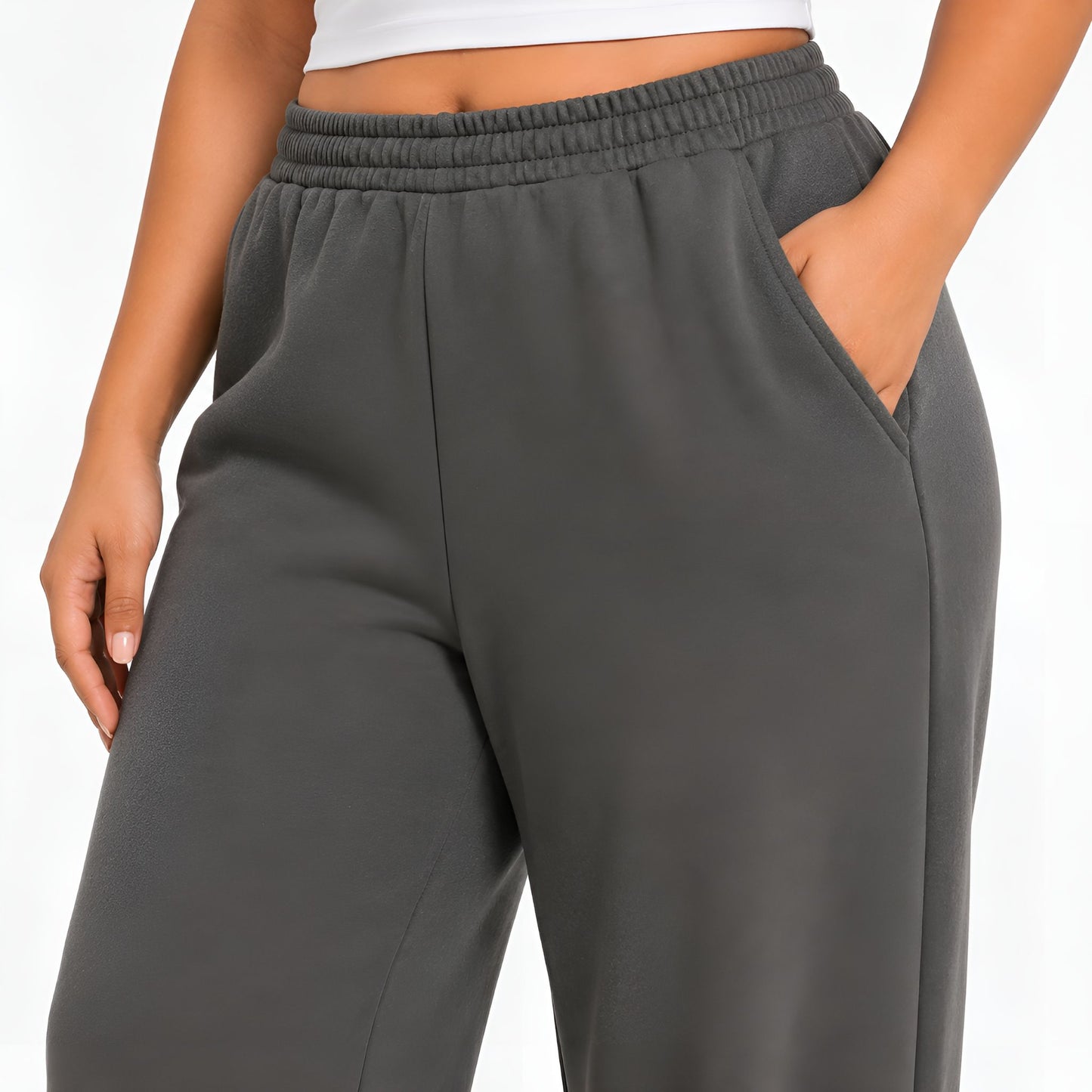 Wide Leg Trackpants – Charcoal
