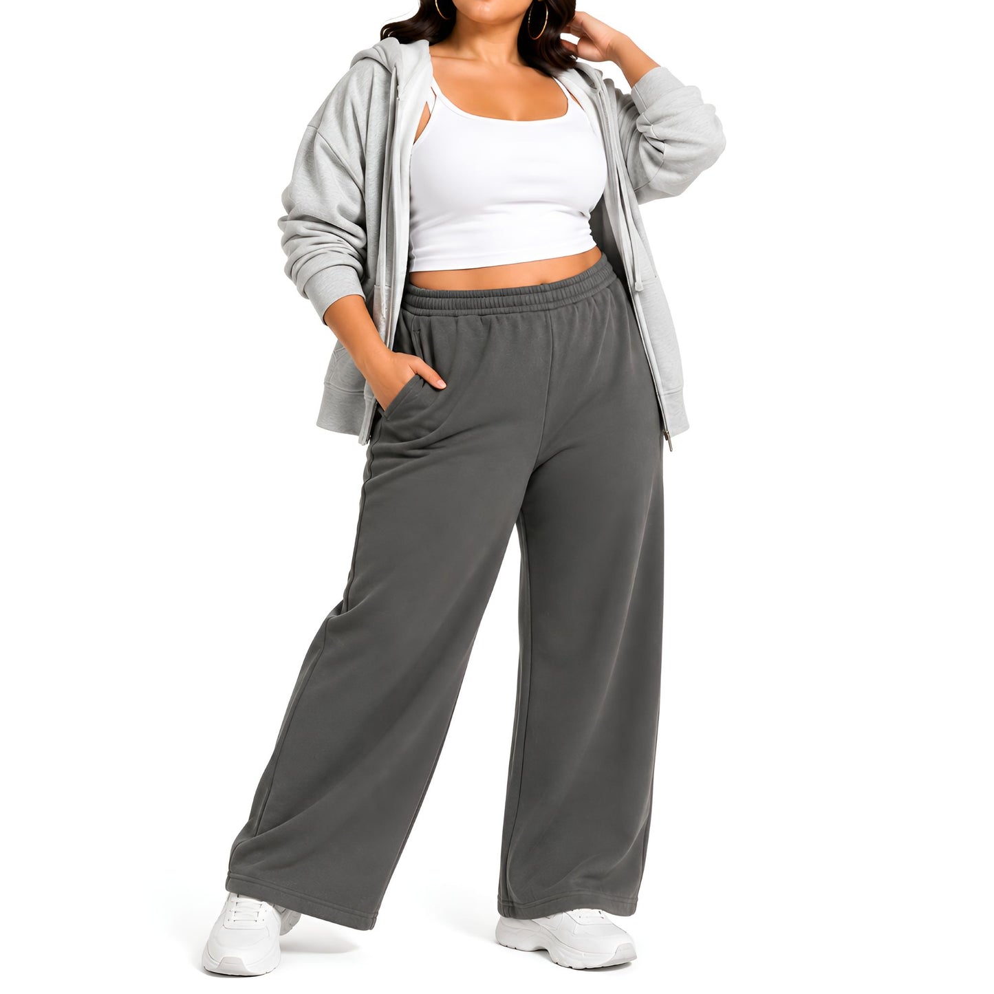 Wide Leg Trackpants – Charcoal