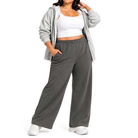 Wide Leg Trackpants – Charcoal