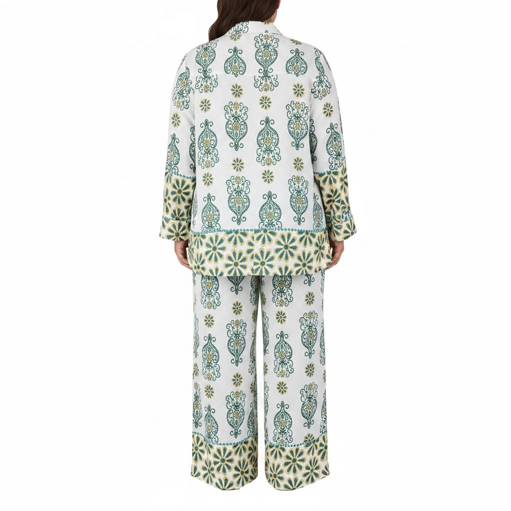 2-Piece Botanical Print Pant and Shirt Set