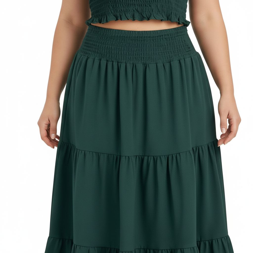 2-Piece Emerald Green Skirt and Top Set