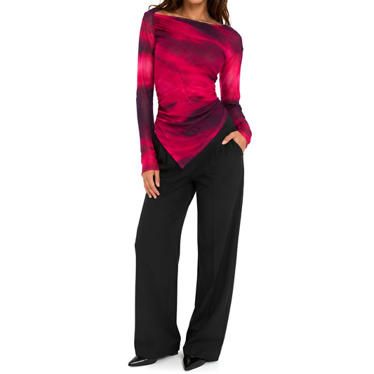 Long Sleeve Mesh Top - Berry