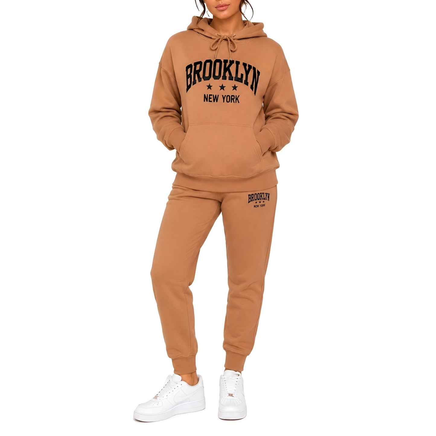 Ladies Brooklyn Graphic Tracksuit - Tan