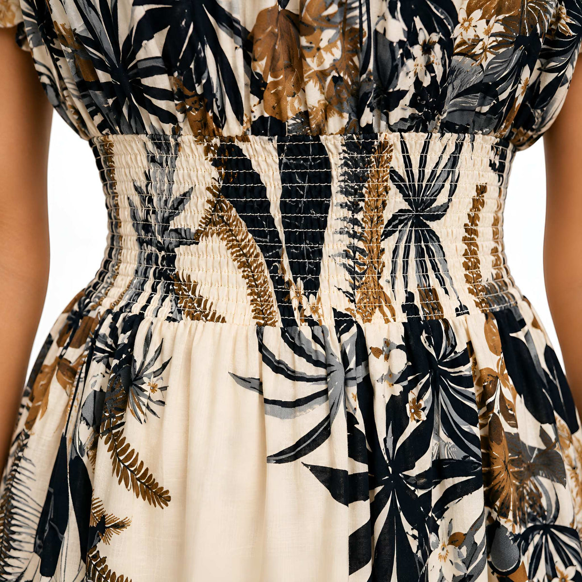 Black Tropical Print Maxi Dress