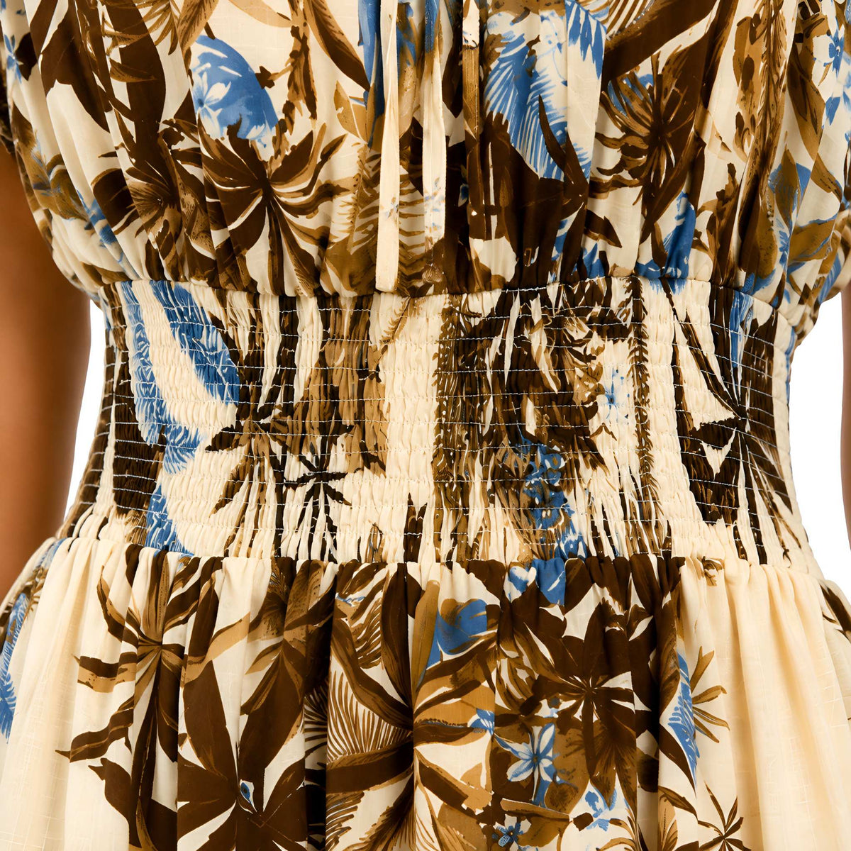 Brown Tropical Print Maxi Dress