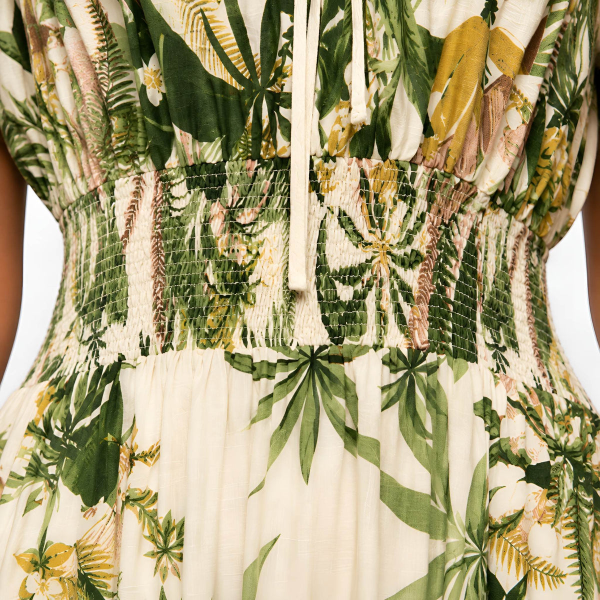 Green Tropical Print Maxi Dress