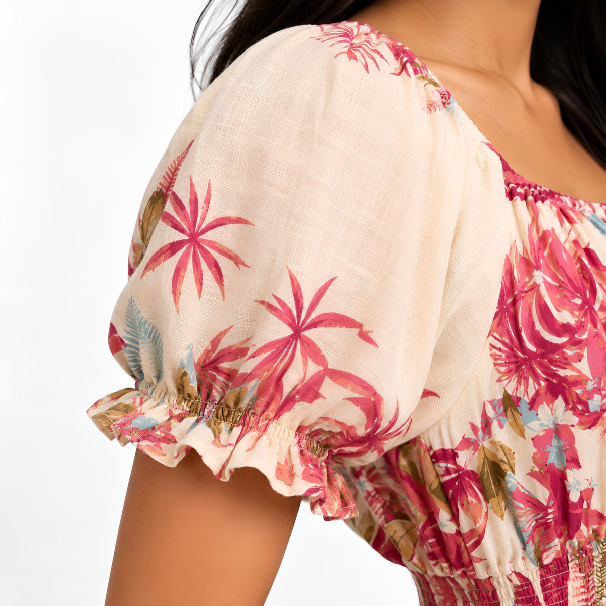 Pink Tropical Print Maxi Dress