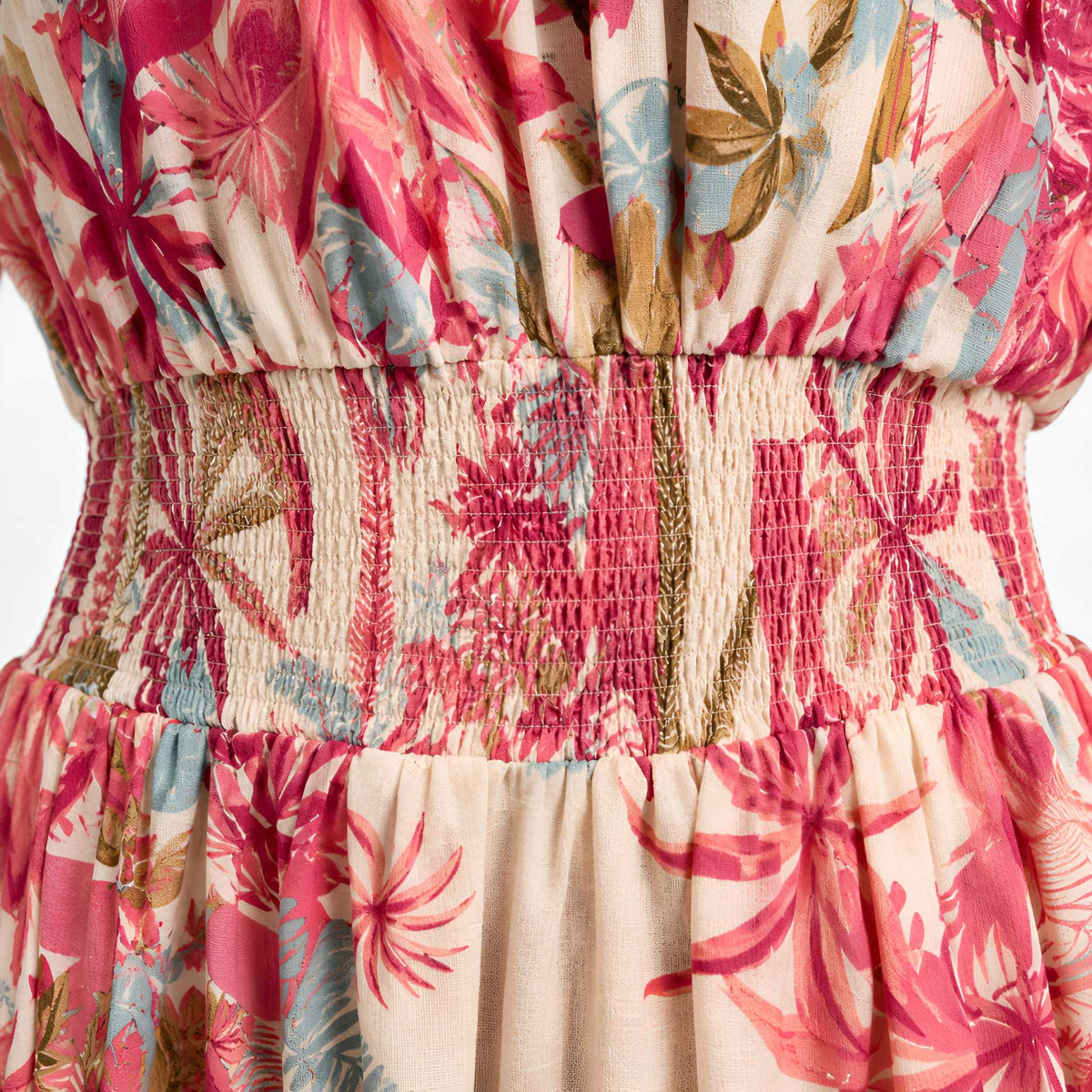 Pink Tropical Print Maxi Dress