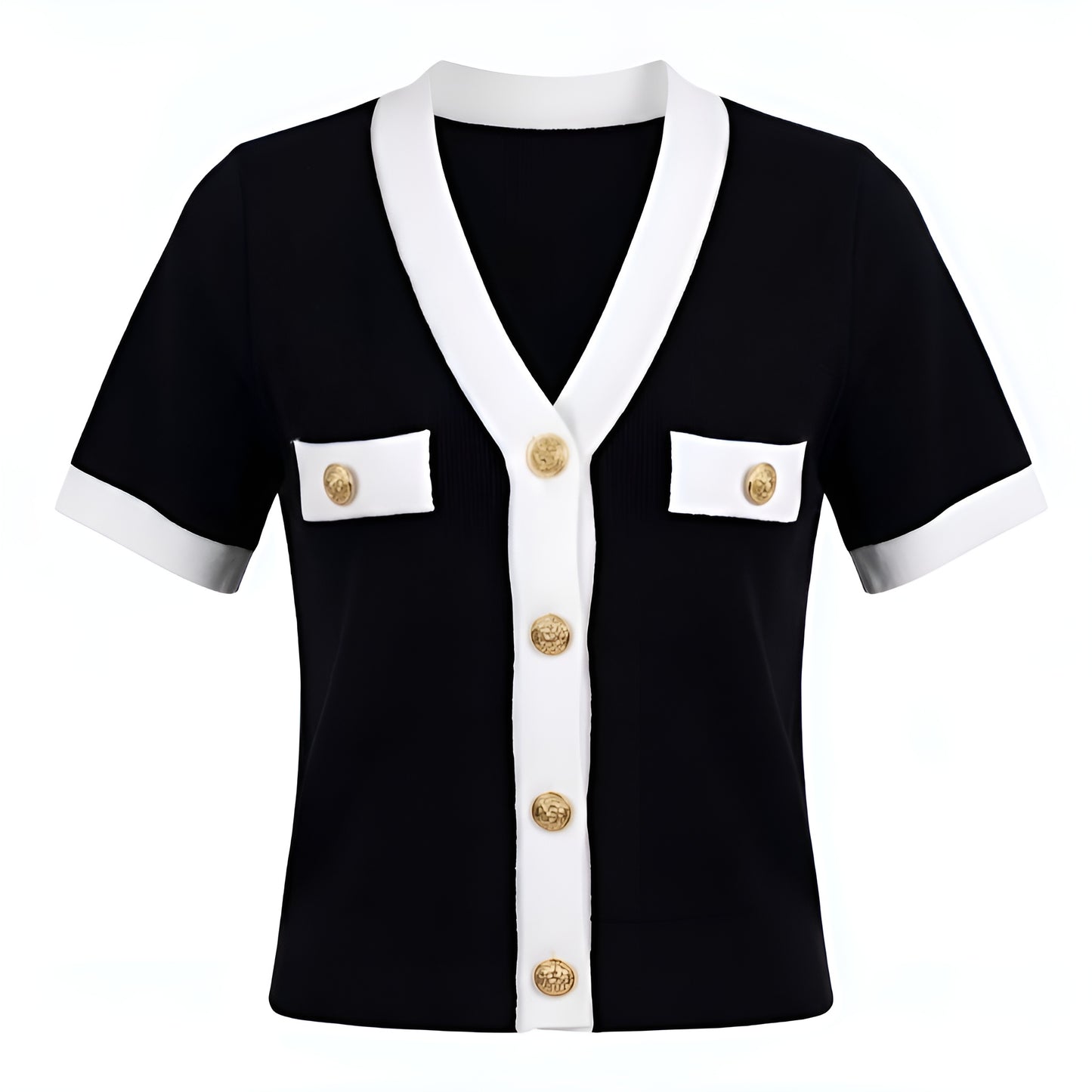 Ladies Contrast Knit Cardigan