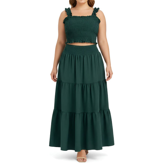 2-Piece Emerald Green Skirt and Top Set