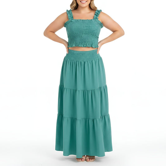 2-Piece Seafoam Green Skirt and Top Set