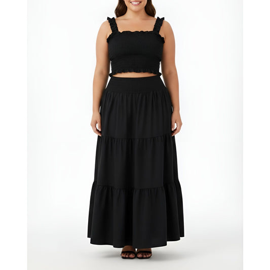 2-Piece Black Skirt and Top Set