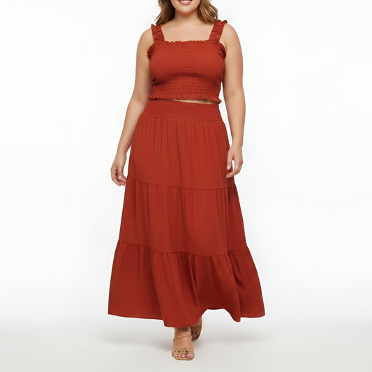 2-Piece Rust Skirt and Top Set