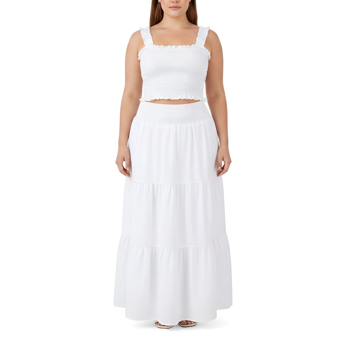 2-Piece White Skirt and Top Set