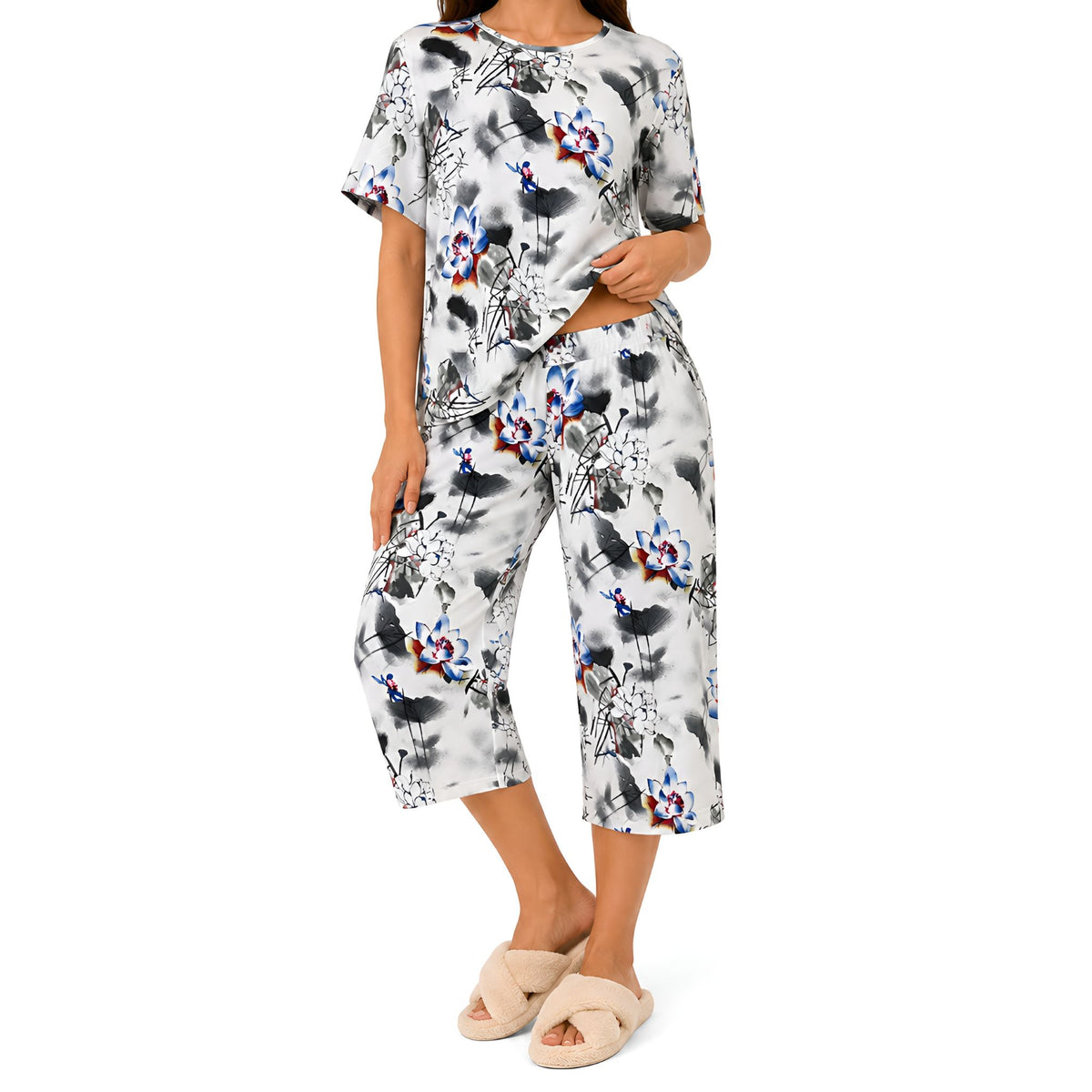3/4 Pyjama set - White Floral