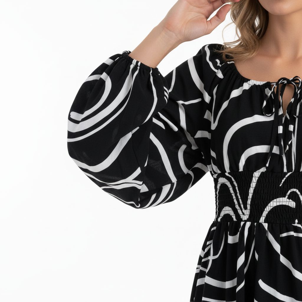Black/White Abstract Swirl Dress